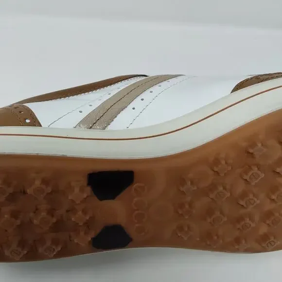 Ecco 40 Size 10.5 Spikeless Womens Golf Shoes Wingtip Brown Leather - Picture 8 of 14